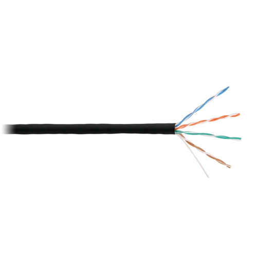 Кабель U/UTP 4 пары, Кат.5e, одножильный, медный, 0,50мм, внутр./внеш., LSZH -40C, черный, 305м